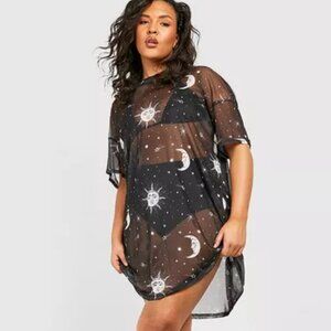 2-for-1 Boohoo Plus Sun & Moon Mesh T-Shirt Dress & Bodycon Combo